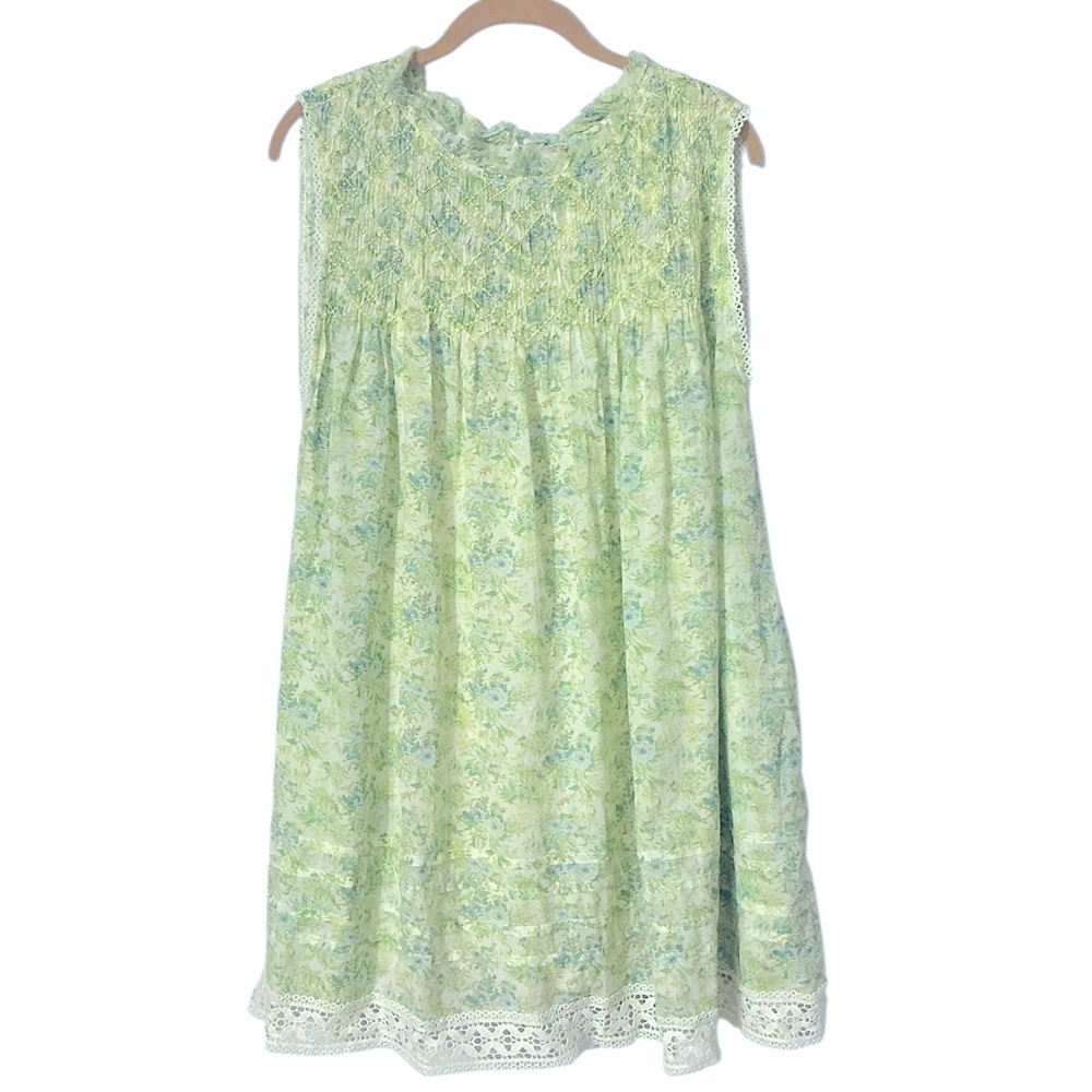 FREE PEOPLE Shea Floral Mini Dress Undersea Combo $128 Retail NWT - Picture 2 of 15